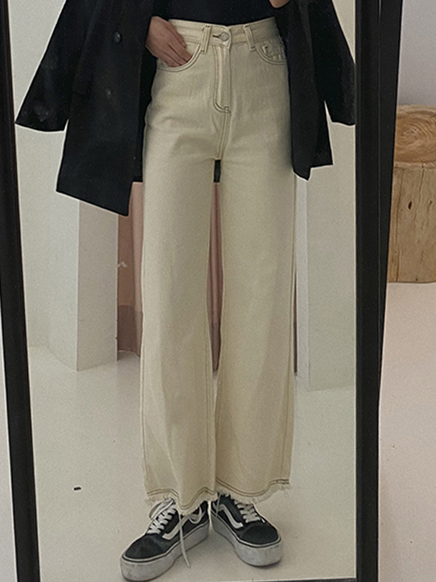 鬚邊直筒車線牛仔水洗褲*2色