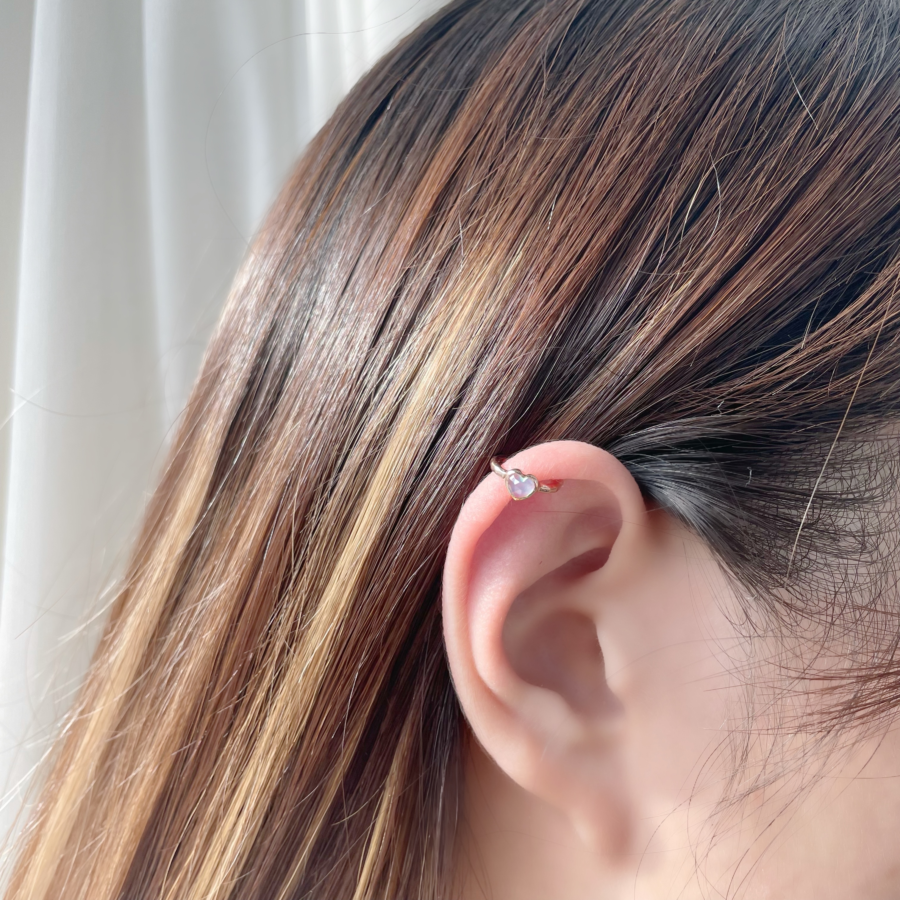 Cutting heart海藍玉髓耳骨夾