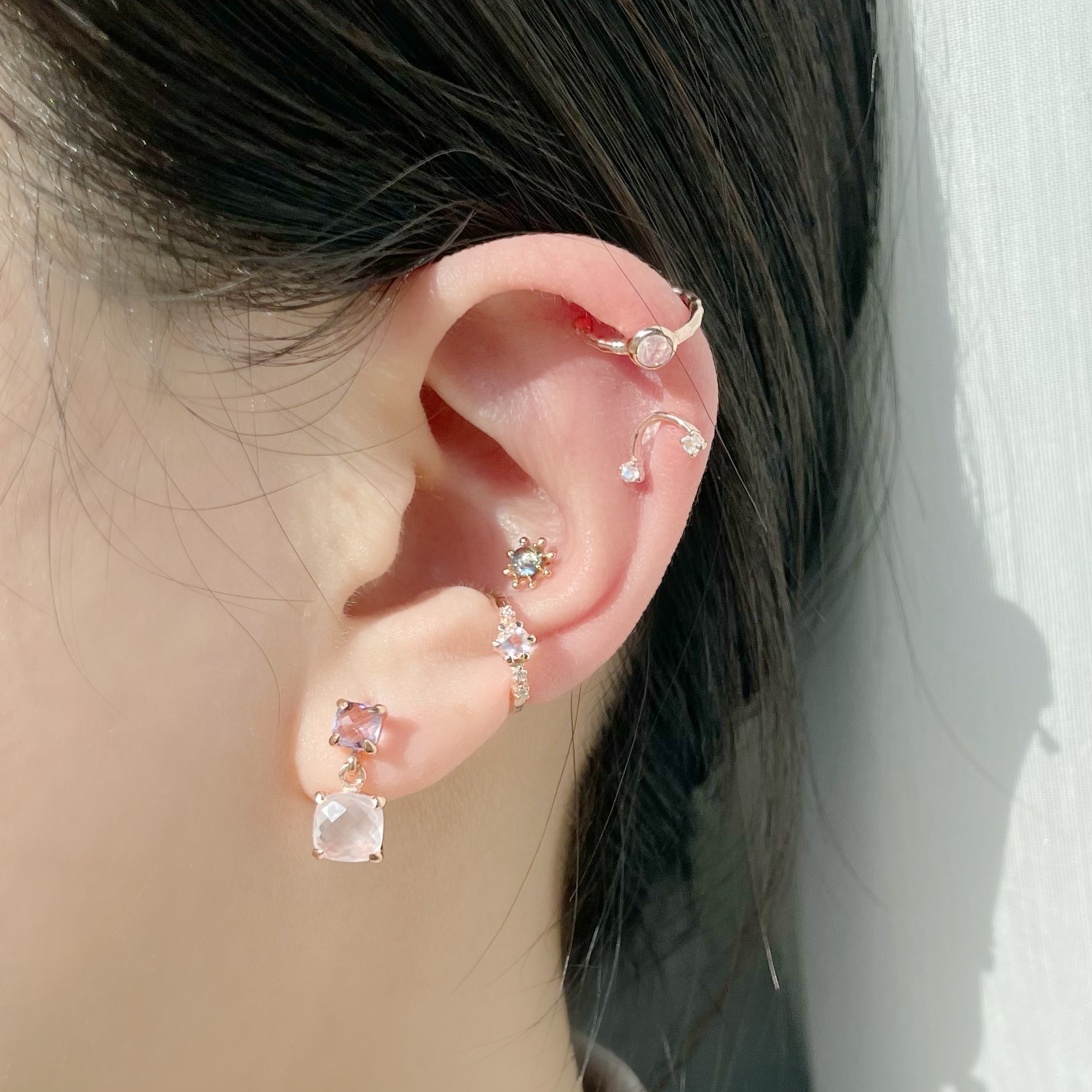 流星六爪月光石耳骨夾