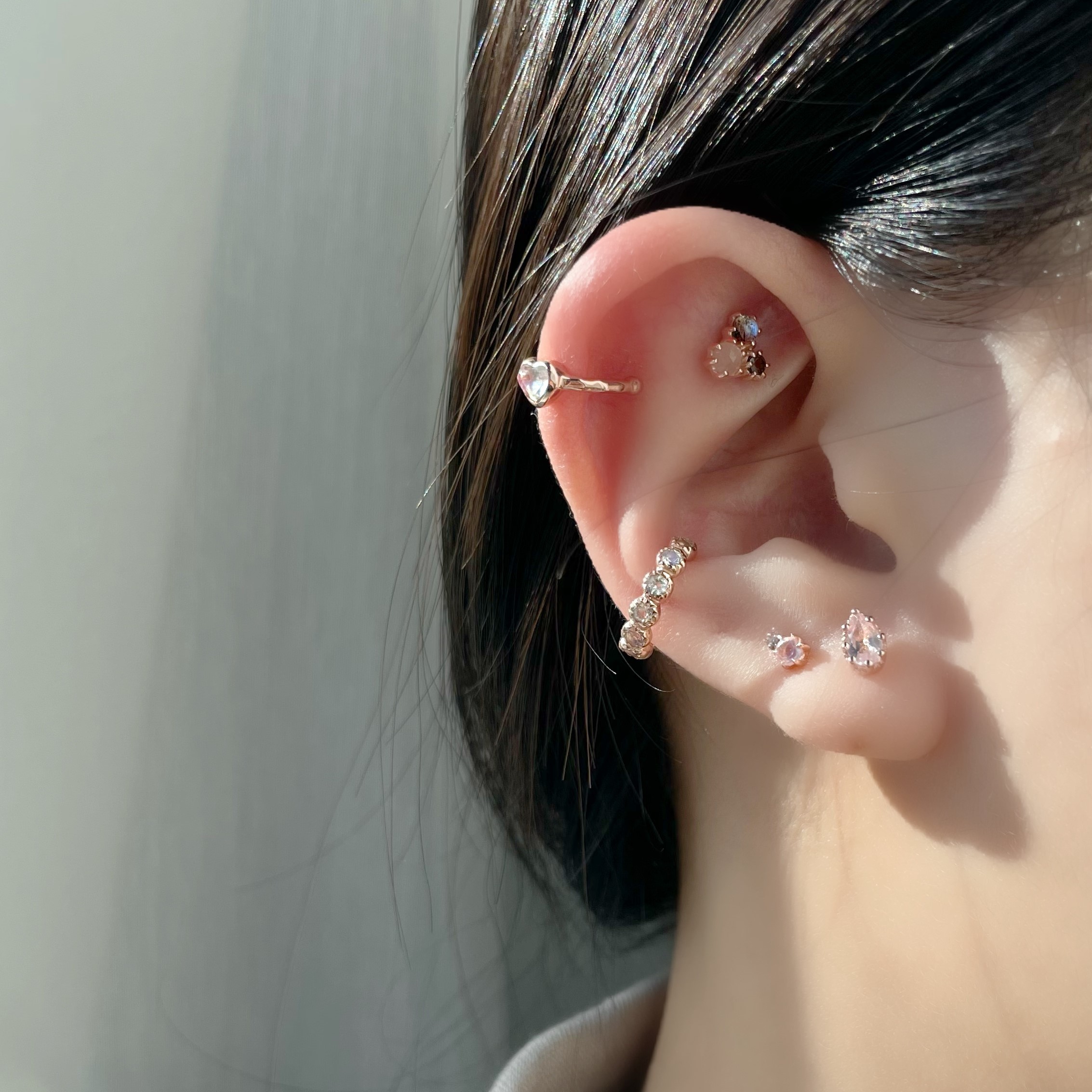 整圈月光石耳骨夾