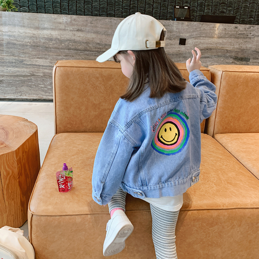 現貨 140cm 大笑臉印花牛仔外套