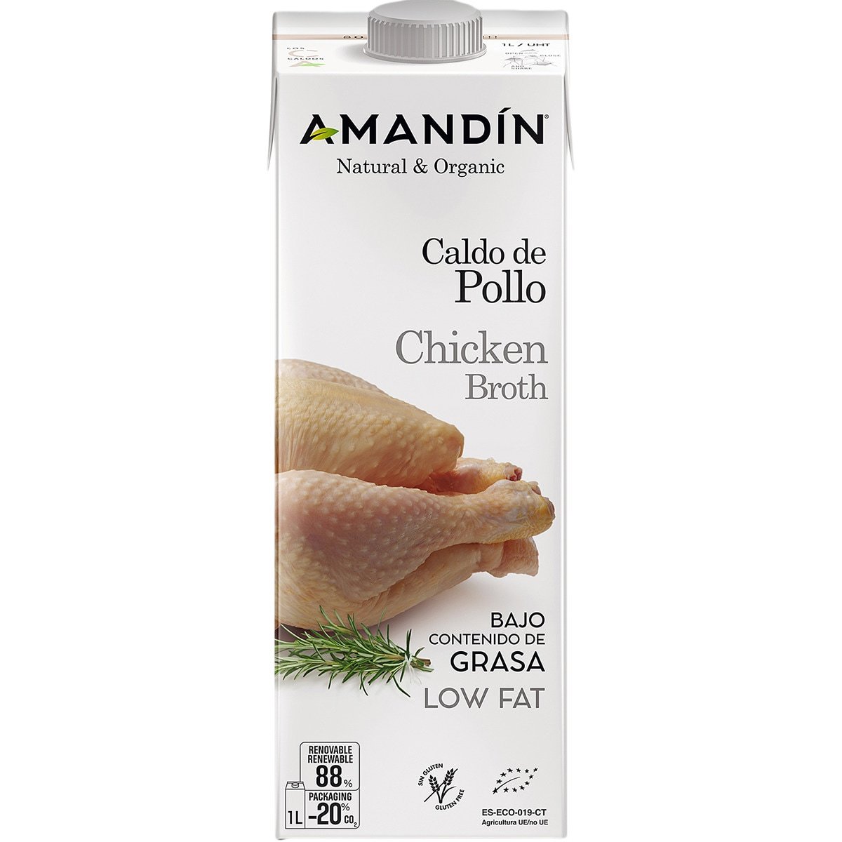 Amandin 有機低脂無糖無麩質清雞湯 (1L) (70303)
