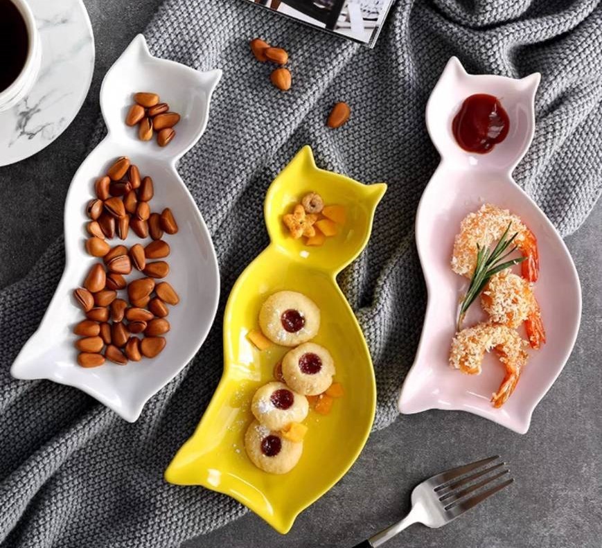 貓咪造型陶瓷點心盤