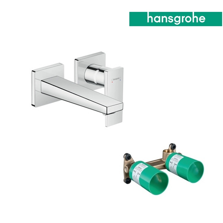 hansgrohe Metropol 32525, -000 + 13622, -180 Single lever basin mixer for concealed installation wall-mounted with lever handle and spout 16.5 cm