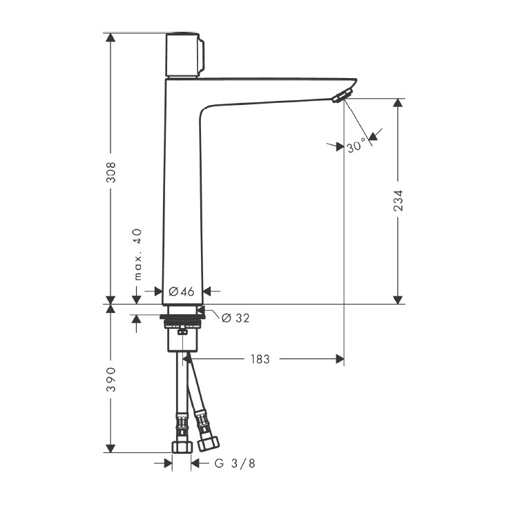 hansgrohe Talis Select E 240 71753, -000 Basin mixer 110 without waste set