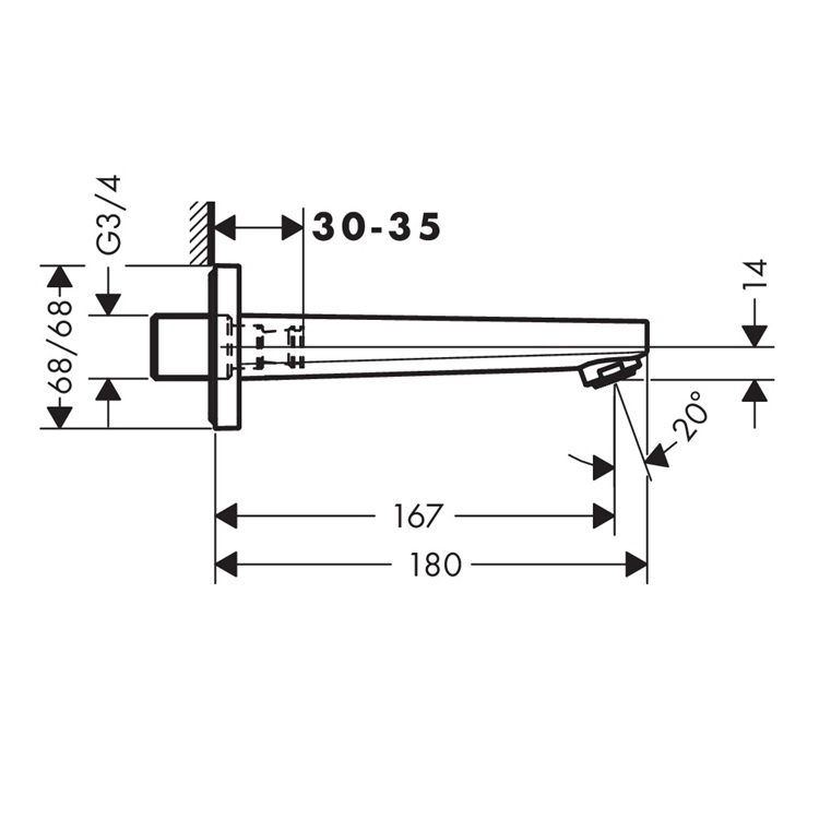 hansgrohe Metropol 32542, -000 Bath Spout for concealed installation