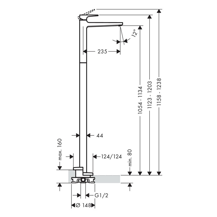 hansgrohe Metropol 32530, -000 + 10452, -180 Freestanding Basin Mixer