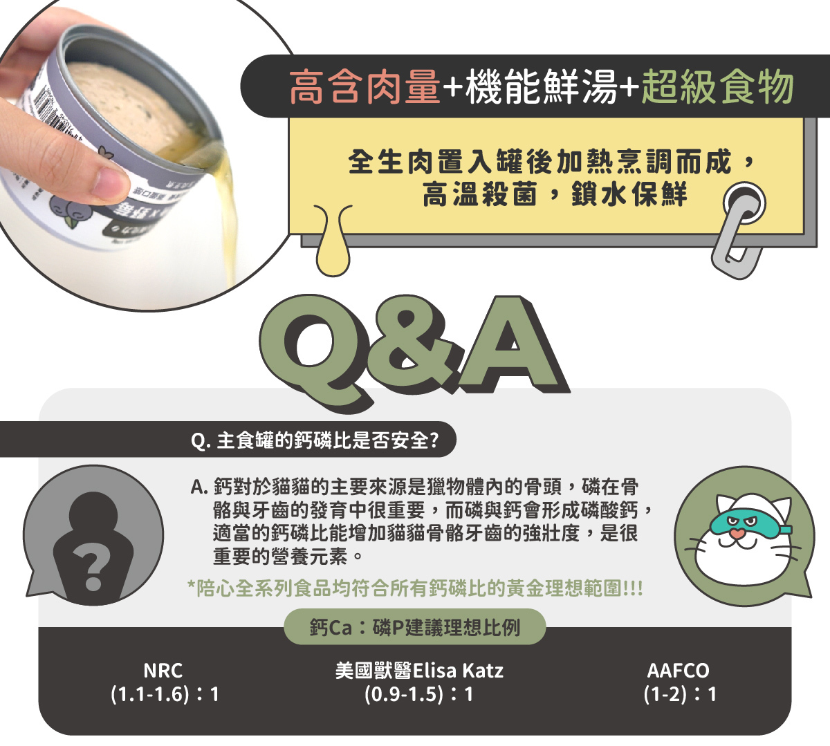 ◆ 符合AAFCO&NRC建議之營養標準，適合全齡貓咪食用 ◆ 用寒天和蒟蒻取代爭議性膠類、零澱粉、零穀物 ◆ 適合貓貓的黃金比例：95%動物性食材+2%植物性食材+3%必需營養素&超級食物 ◆ 添加嬰兒奶粉等級半乳寡糖，鞏固腸道健康 ◆ 含有大量水分的軟嫩質地，輕鬆舔食不費力