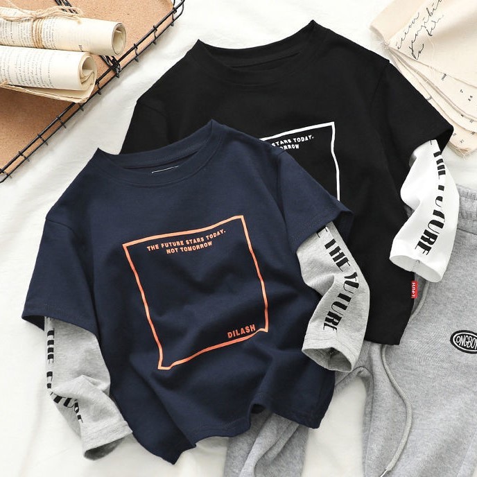 方框字母假兩件上衣 2色