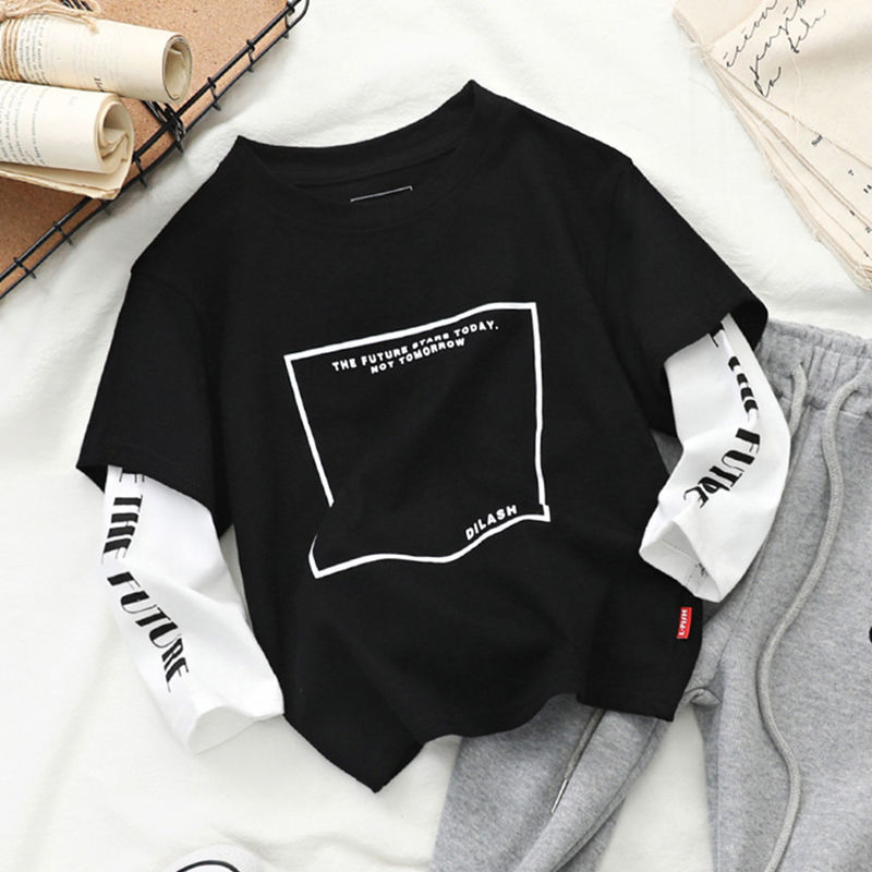 方框字母假兩件上衣 2色