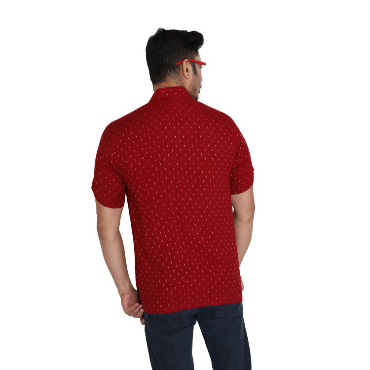 Men Red Embroidered Thousand Butta Premium Kurta Shirt With Chest Pocket Q1412