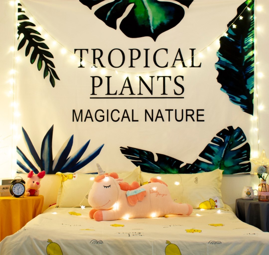 INS風絨布質感掛毯(加贈星星燈)