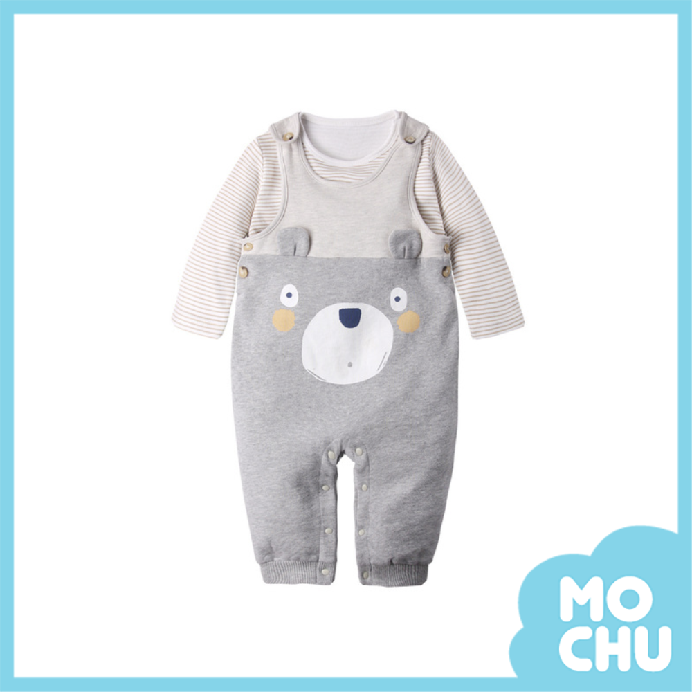 灰色小熊吊帶褲套裝