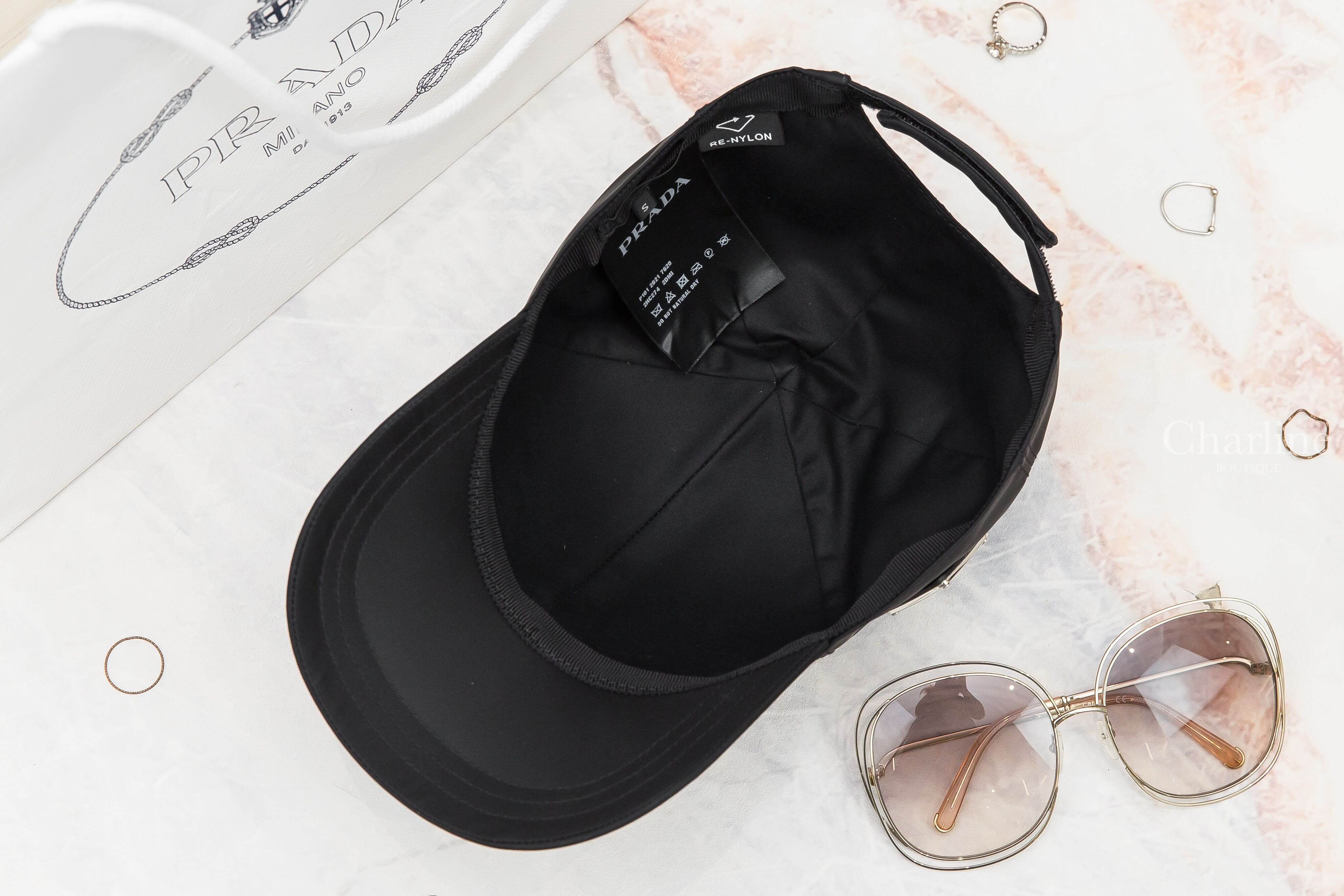 Prada Re-Nylon Baseball Cap 黑色尼龍三角銀字Logo棒球帽-Charline Boutique 精品代購