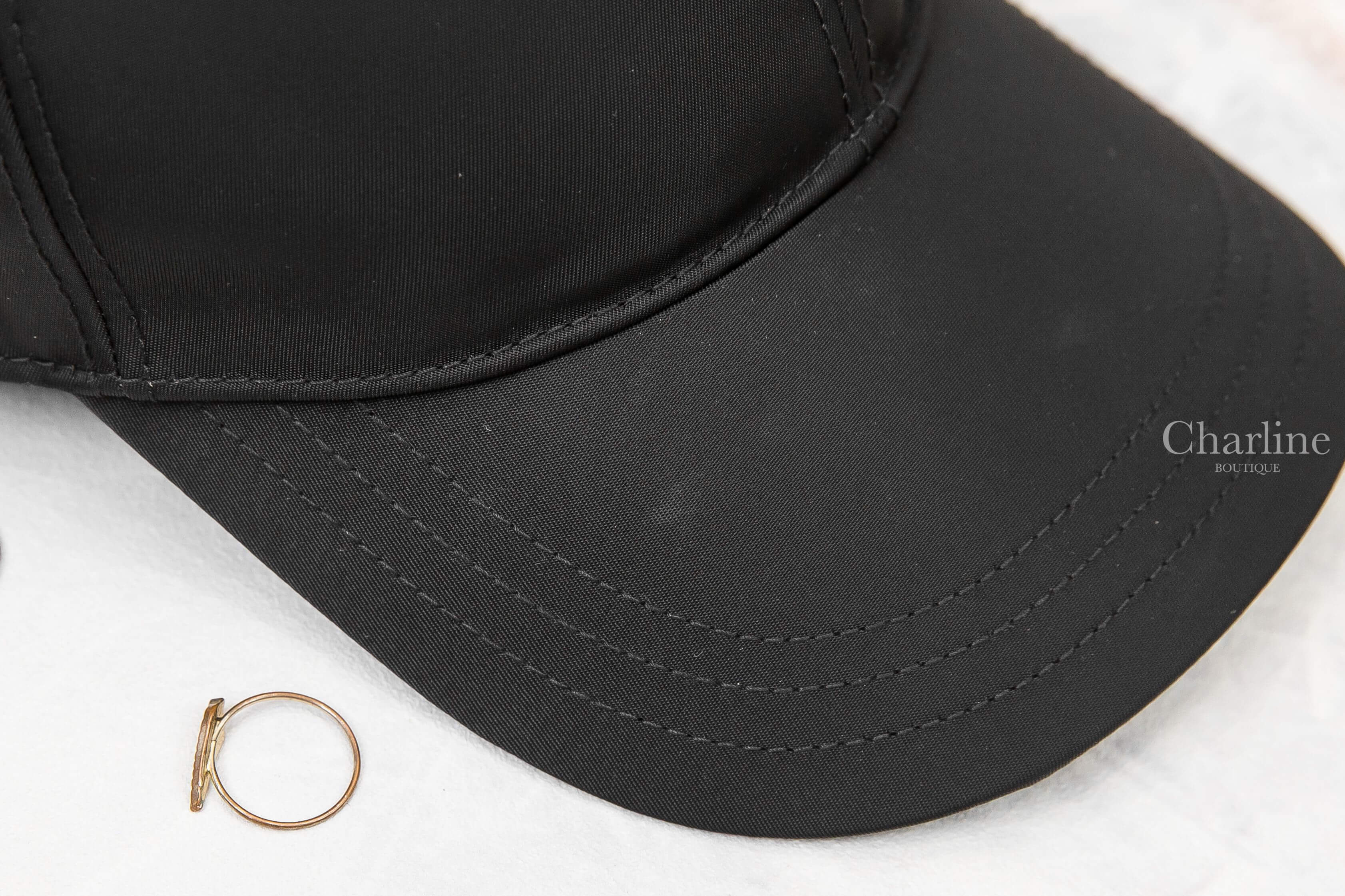 Prada Re-Nylon Baseball Cap 黑色尼龍三角銀字Logo棒球帽