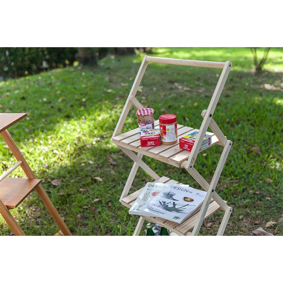 原木圓生 展示手工三層架加桿