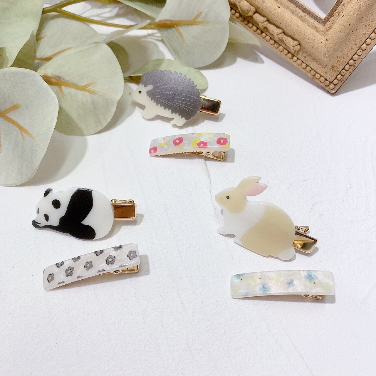 動物x花圖案髮夾set