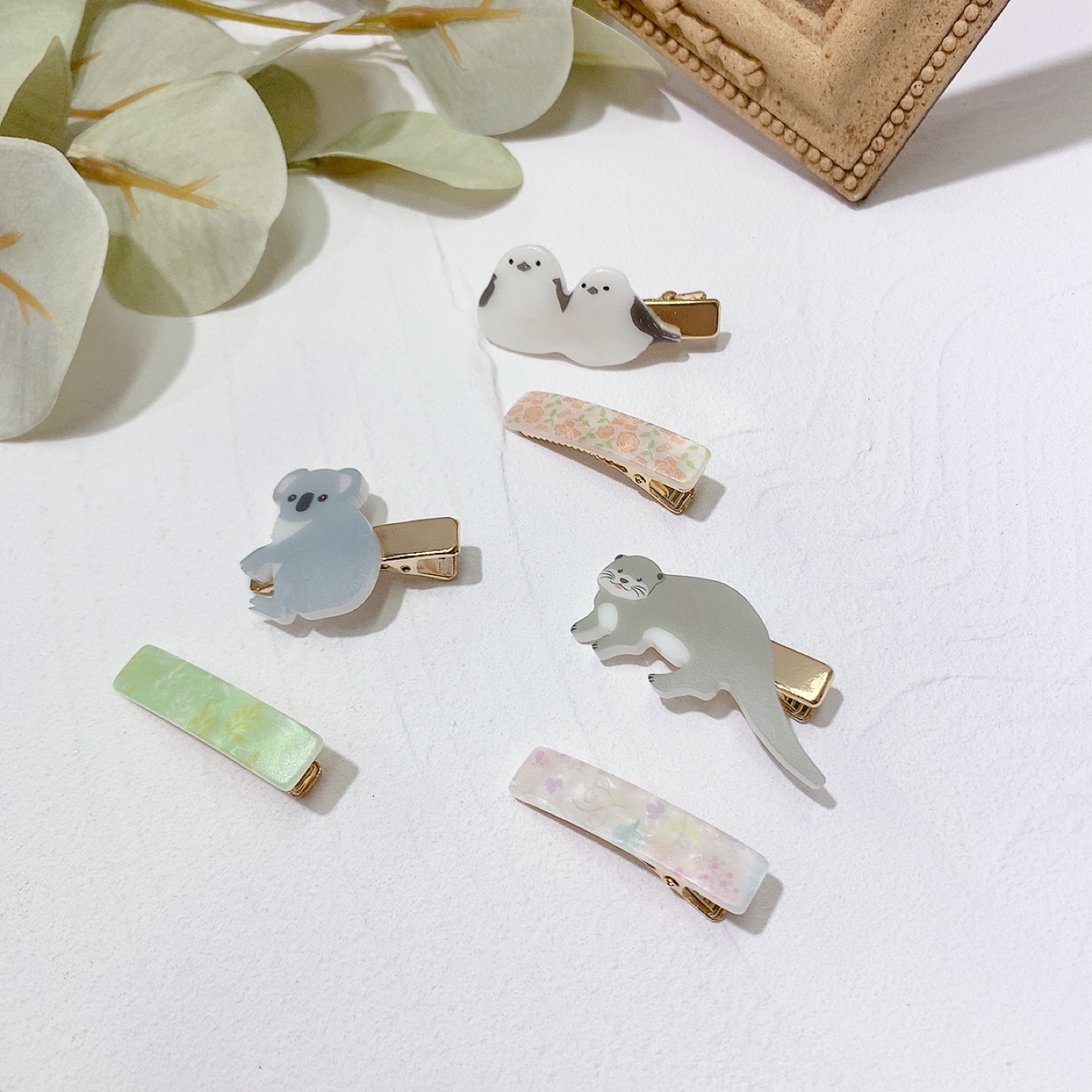 動物x花圖案髮夾set