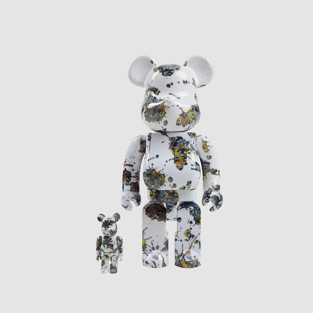 Bearbrick Jackson Pollock Studio 100% & 400% Set Chrome Ver.
