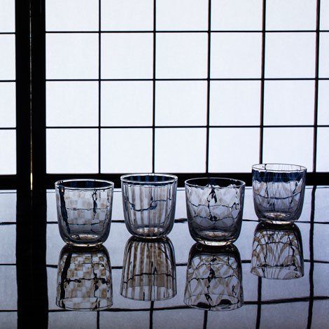 廣田硝子 TOWA 大正浪漫硝子 平底玻璃杯 市松