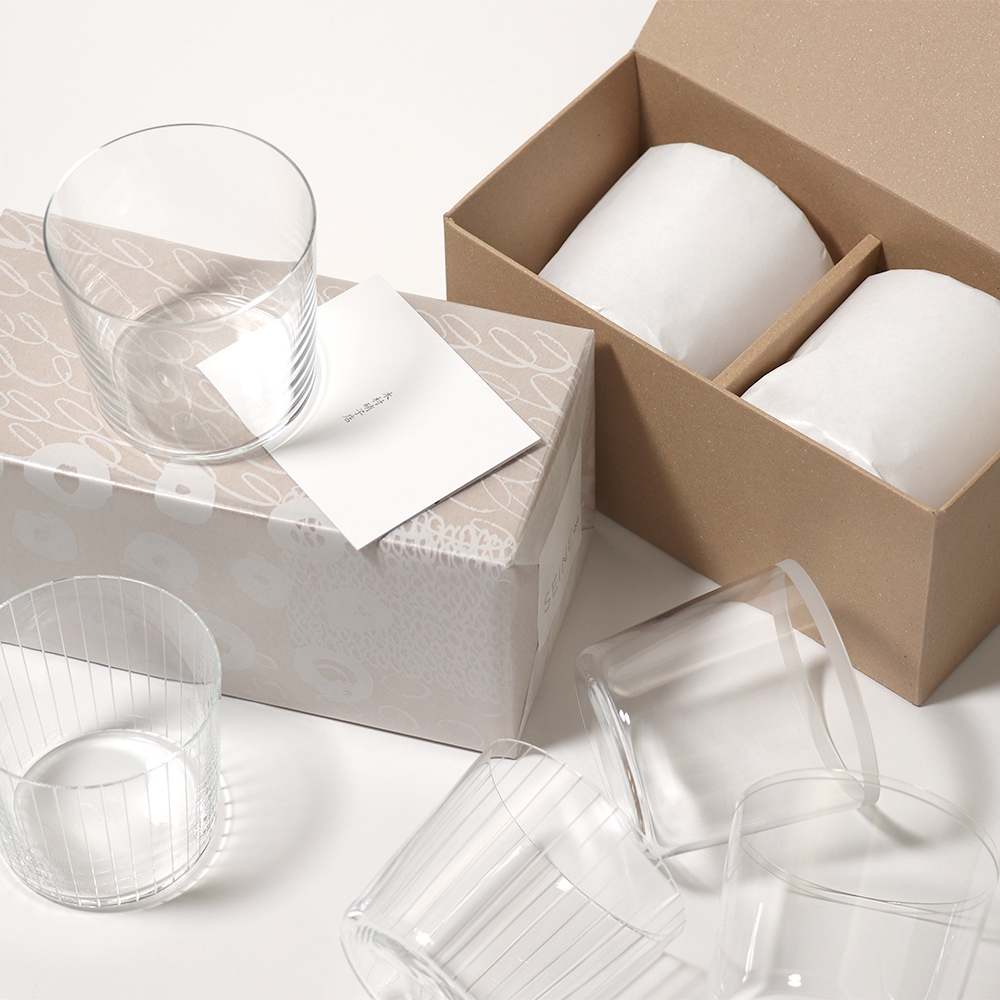 木村硝子店 55-10oz刻紋威士忌杯 300ML 對杯禮盒組