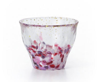 津輕玻璃 金彩杯 落櫻