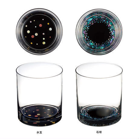 天野漆器 水玉玻璃杯(鑲貝)