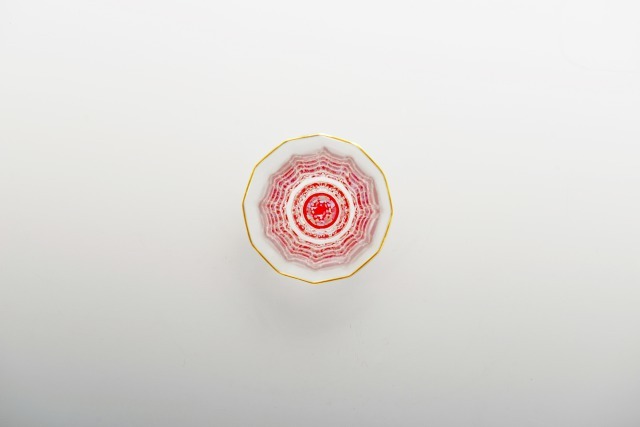 天野漆器 石垣金杯 萬花筒系列 (朱/鑲貝)