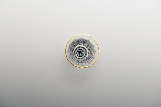 天野漆器 石垣金杯 萬花筒系列 (黑/鑲貝)