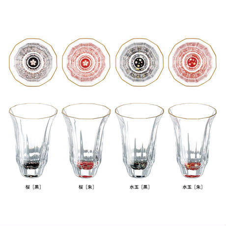 天野漆器 櫻花金杯 萬花筒系列 (朱/鑲貝)