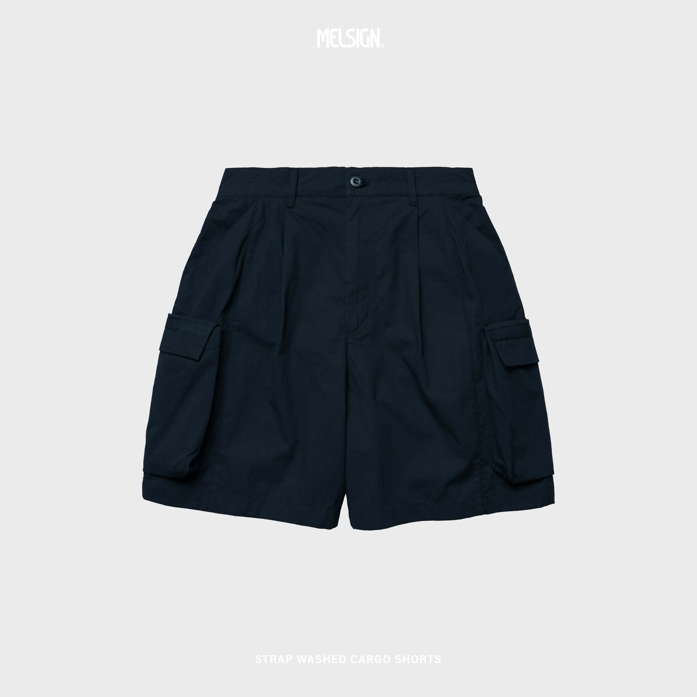 MELSIGN - Strap Washed Cargo Shorts - Navy