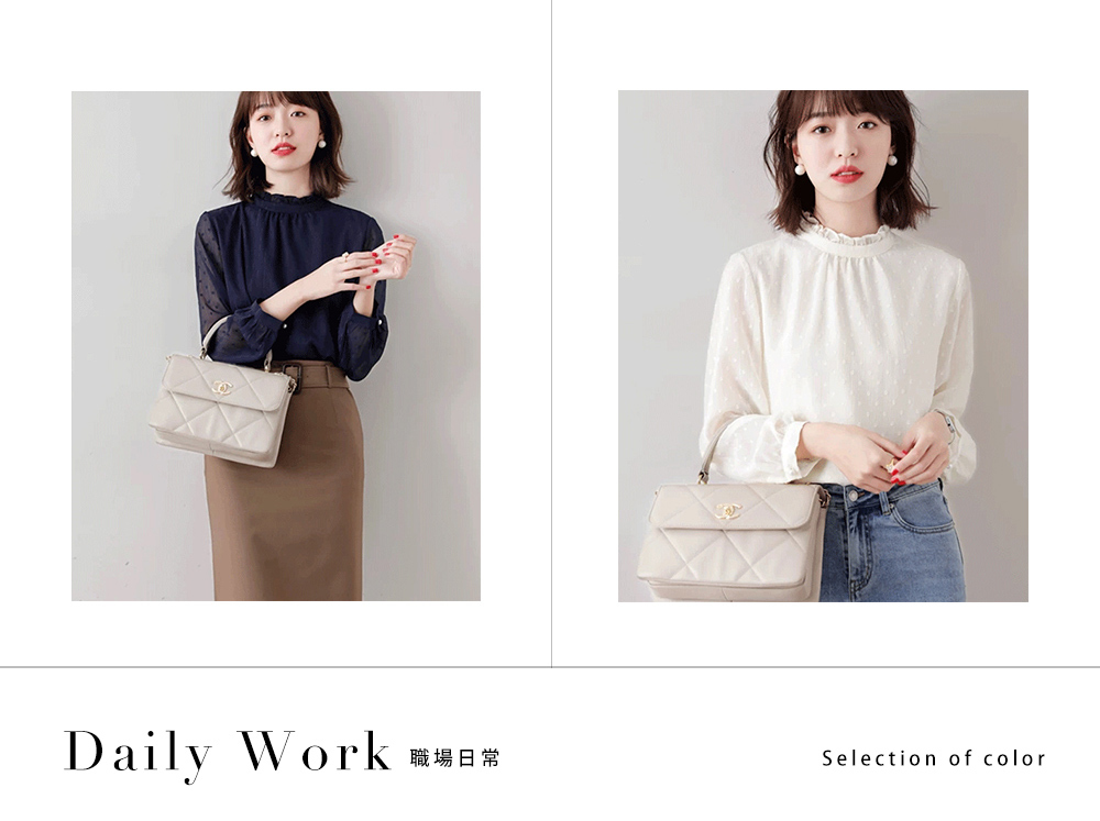 DEER.W 花邊領金絲透膚雪紡上衣