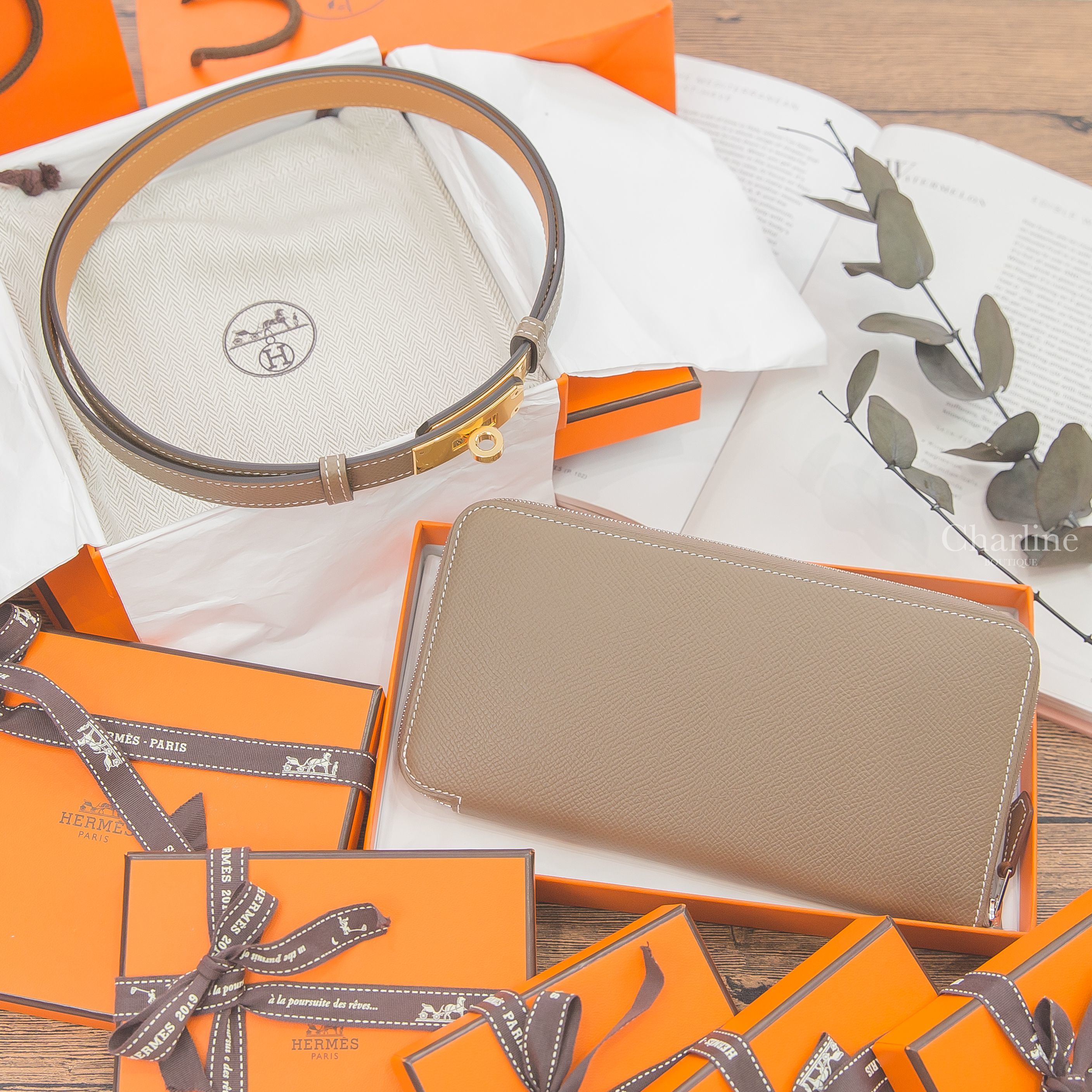 Hermes Kelly 18 Belt 大象灰牛皮金扣可調式皮帶-Charline Boutique 精品代購