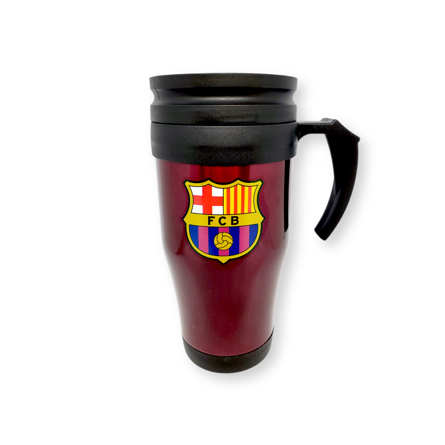 巴塞隆拿棗紅色金屬有柄咖啡杯