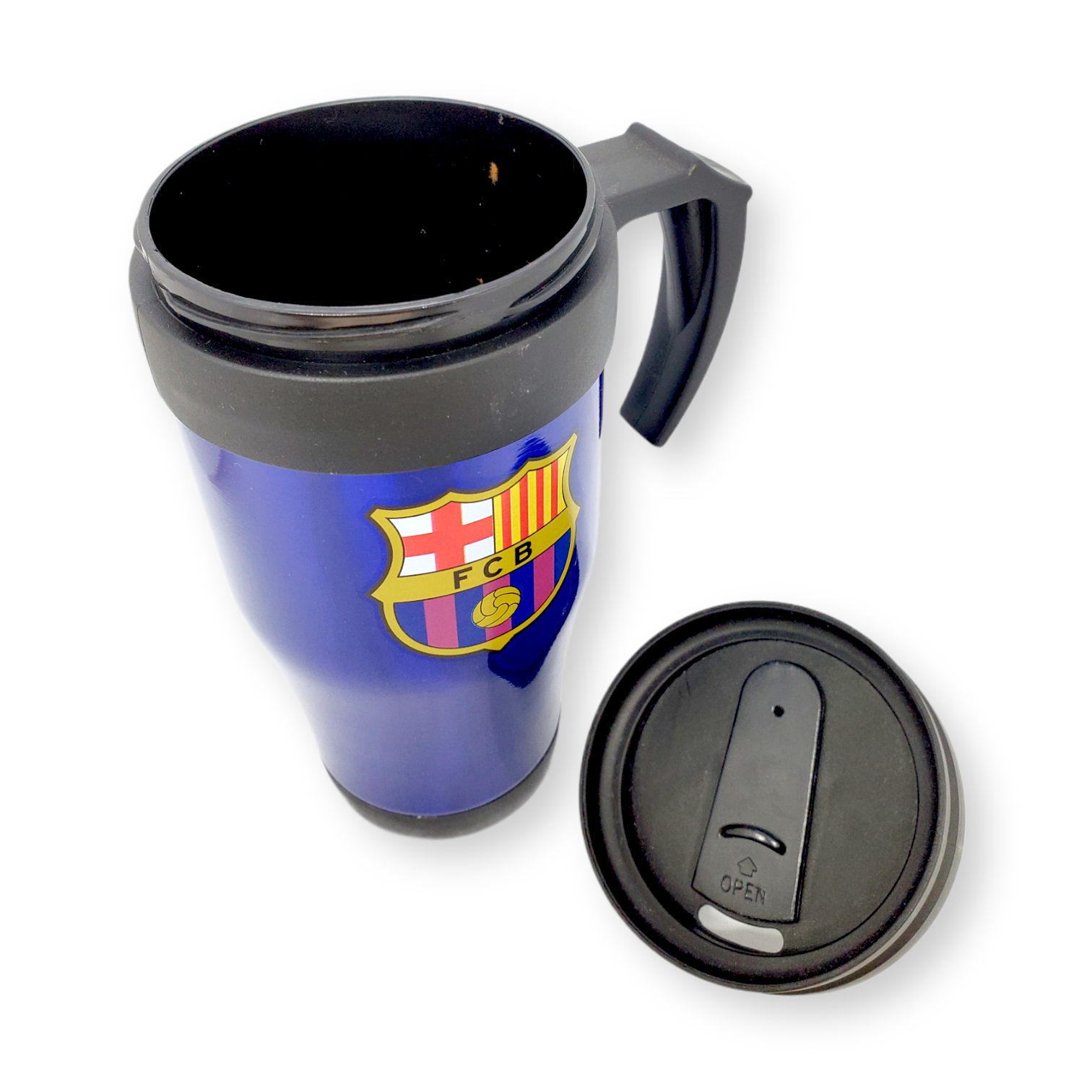 巴塞隆拿藍色金屬有柄咖啡杯