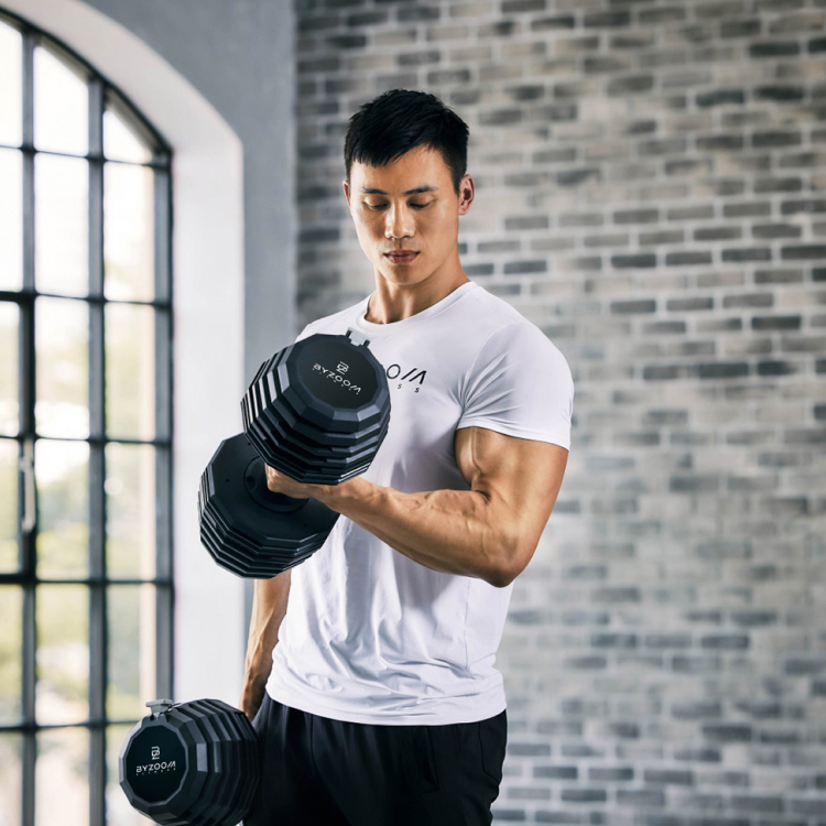 【Fun Sport】BYZOOM FITNESS調整式啞鈴 (55LB /1支) 十五段重量秒速調整
