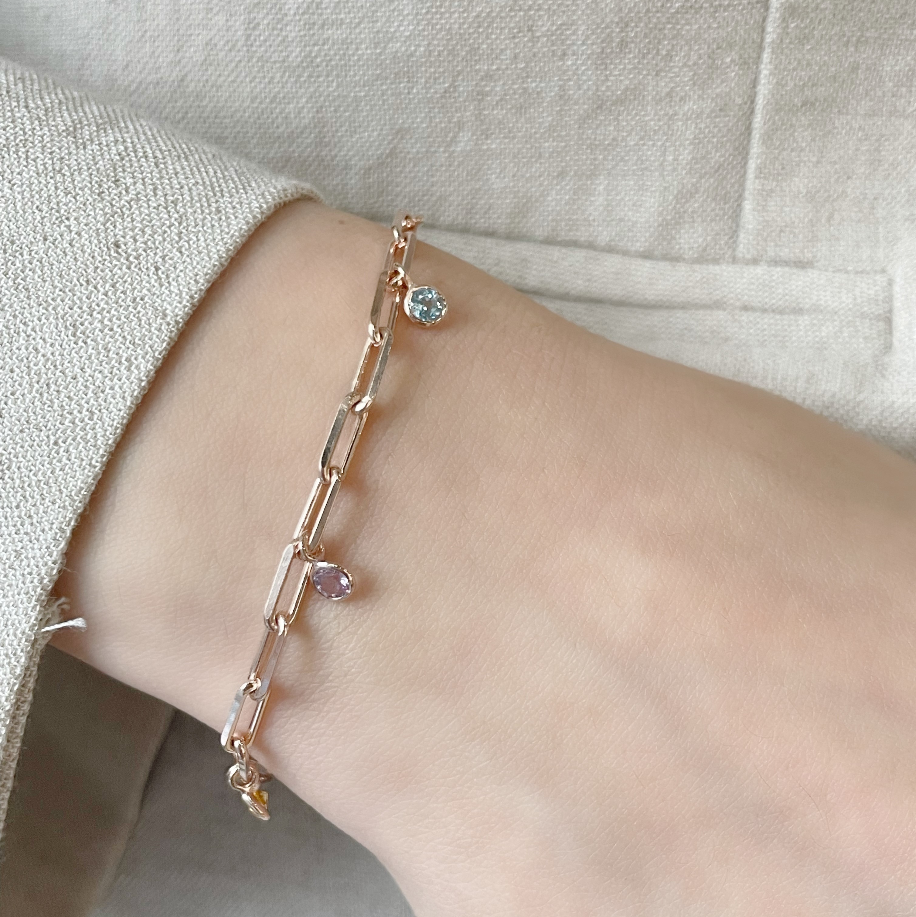 Heavy Long Box小圓彩寶手鏈