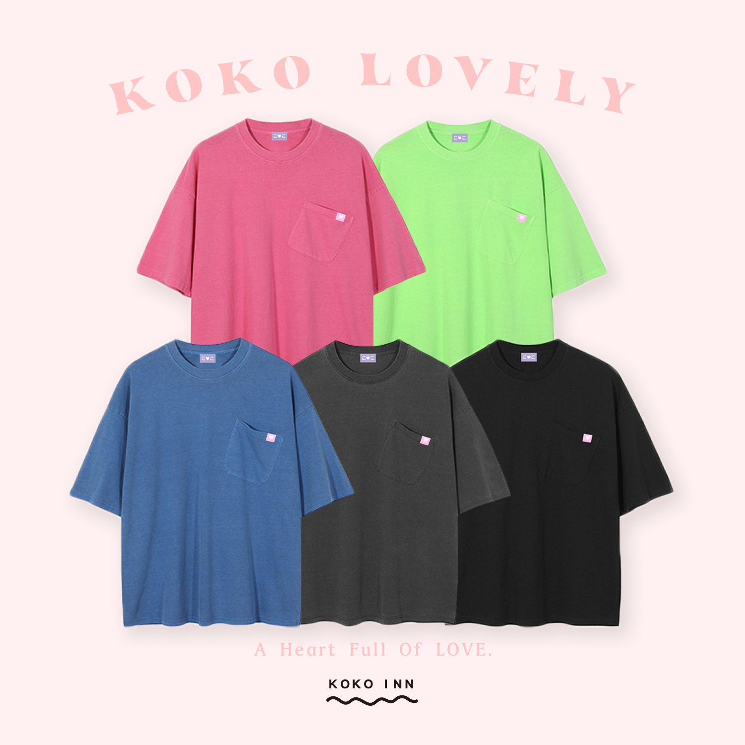 KOKO LOVELY 水洗落肩口袋T