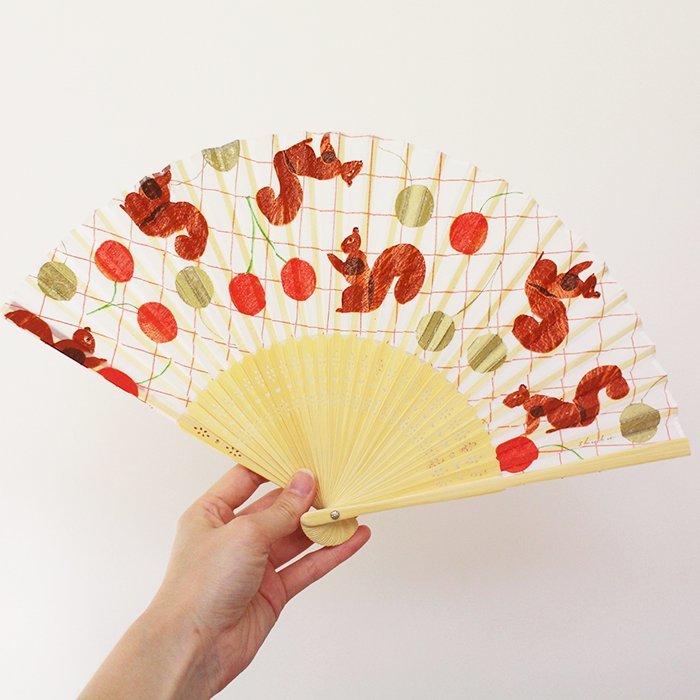 西淑:小松鼠 扇子 絲質扇子 摺扇 日本表現社