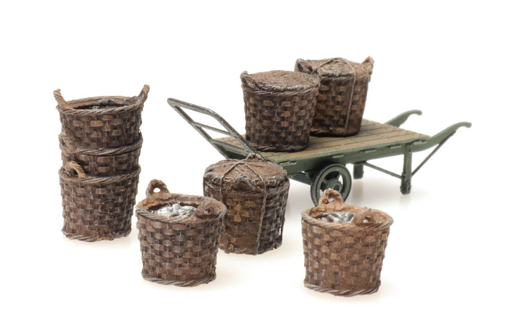 Artitec 387.449 HO規 fishing baskets with cart 裝漁獲的籃子+推車