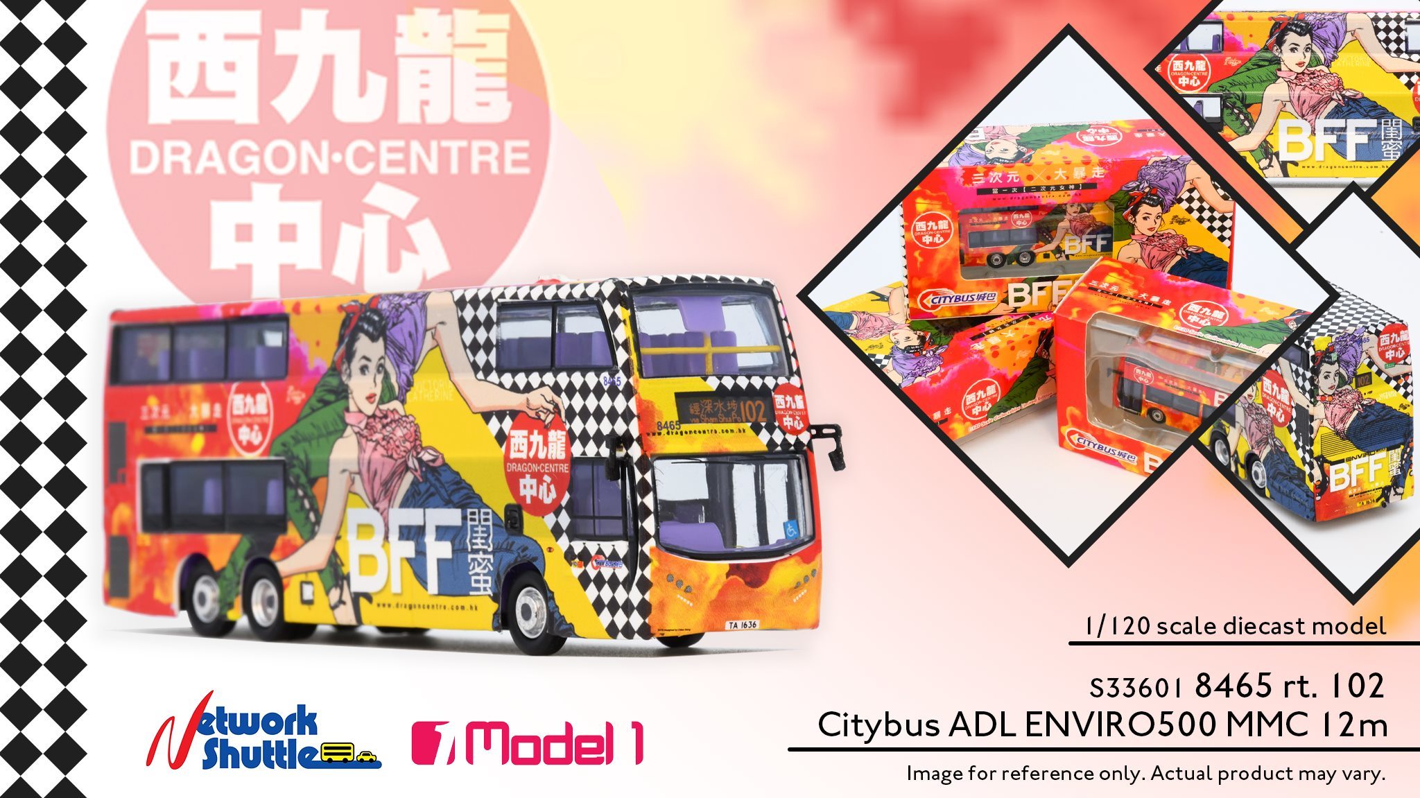 1/120 城巴 x 西九龍中心 ADL Enviro500MMC 12m ft.8465 TA1636 @ 經深水埗 102 (閨蜜) (S33601)