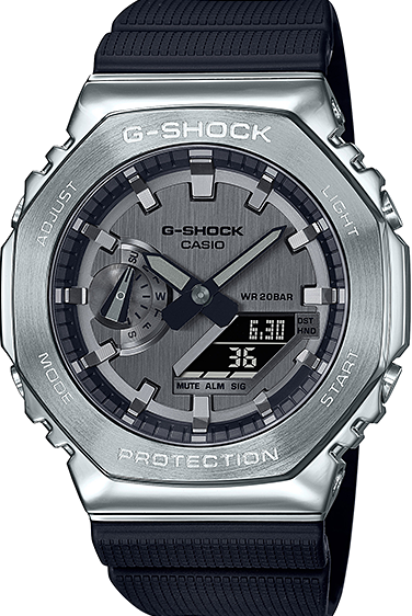 萬年鐘錶 - G-SHOCK  不鏽鋼系列八角錶殼系列電子錶   GM-2100-1A  錶徑 : 44.4 mm
