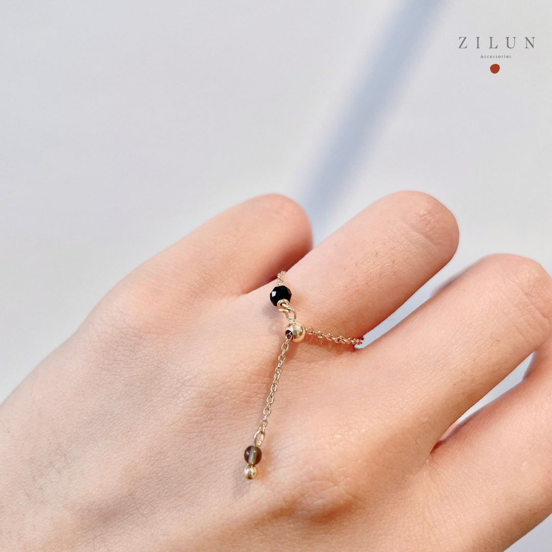 │輕奢│一抹黑煞 • 可調式鍊戒 • 戒指 • 14K注金 • 14kgf