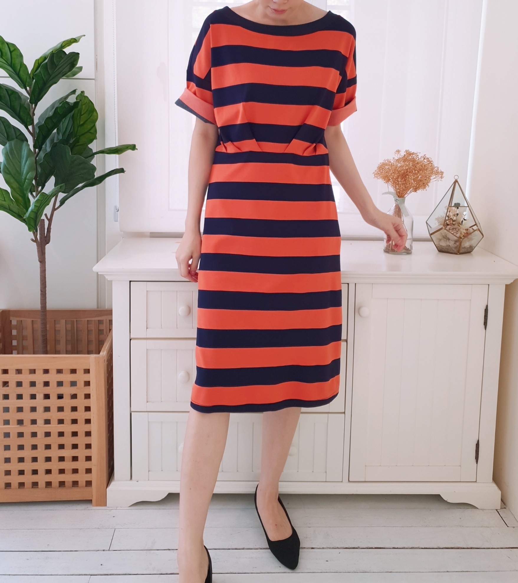 STRIPES MIDI SHIFT DRESS