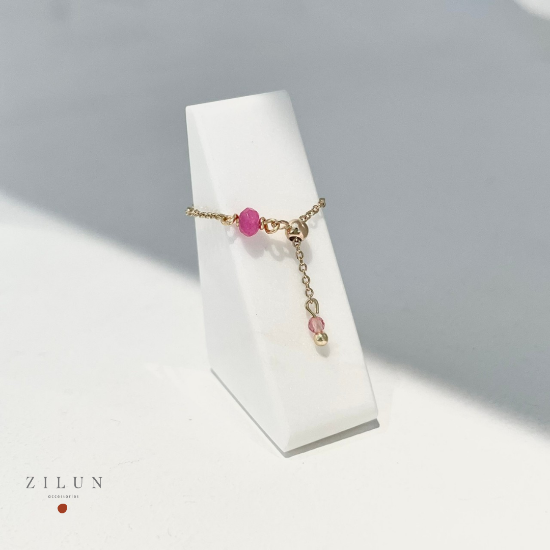 │輕奢│一抹玫瑰紅 • 可調式鍊戒 • 戒指 • 14K注金 • 14kgf