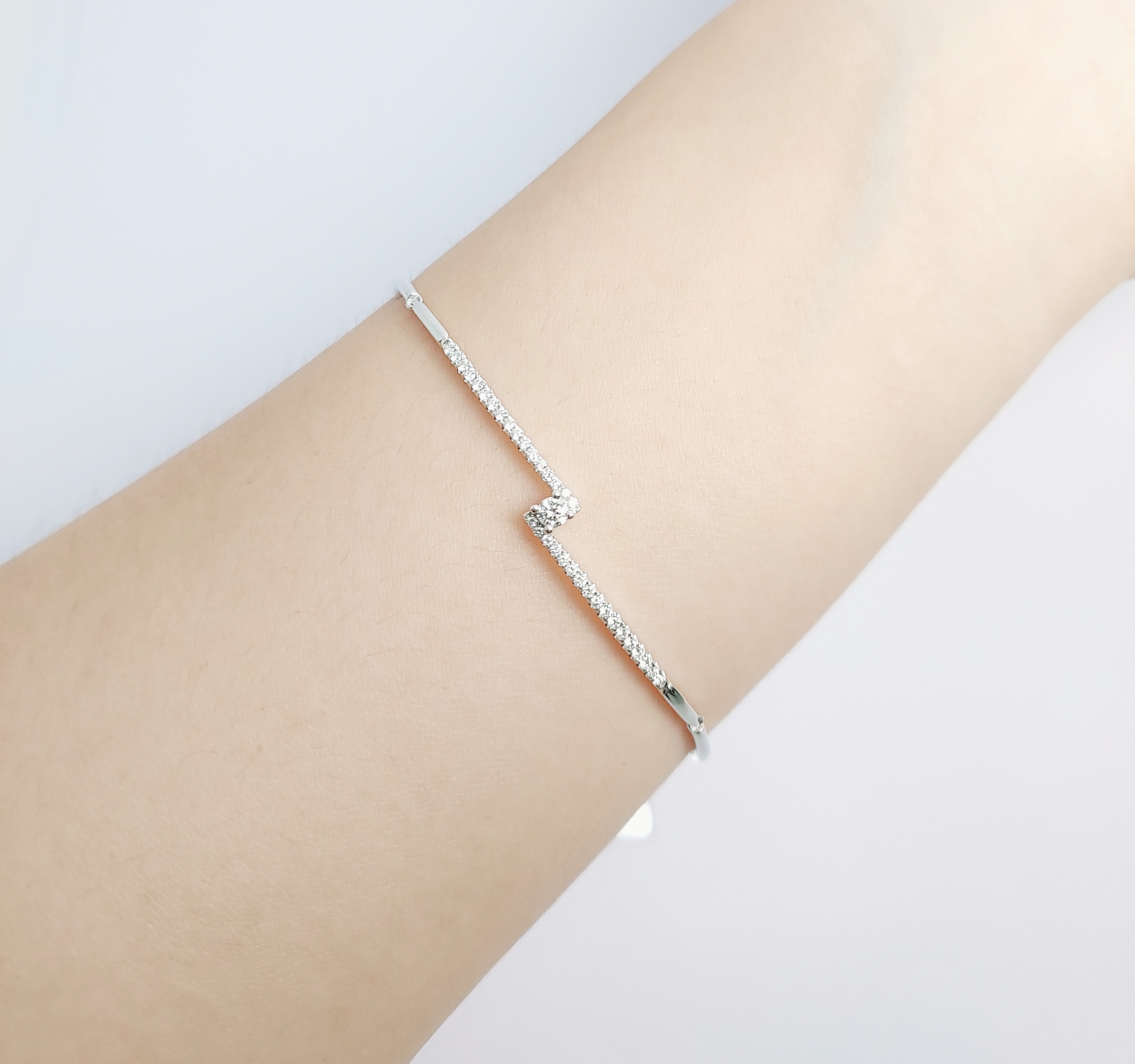 18K白金天然鑽石鏈鈪