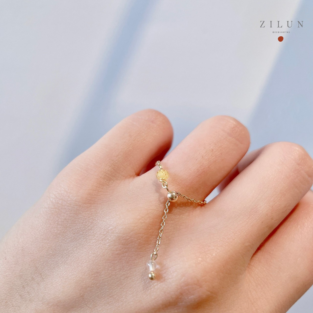 │輕奢│一抹檸檬黃 • 可調式鍊戒 • 戒指 • 14K注金 • 14kgf