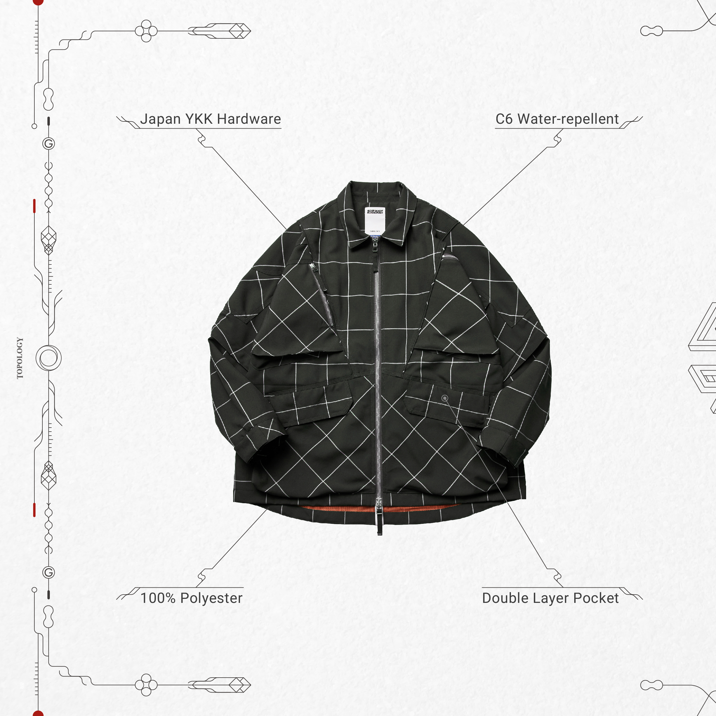 “FD-J4” Mesh Utility Jacket - Gray