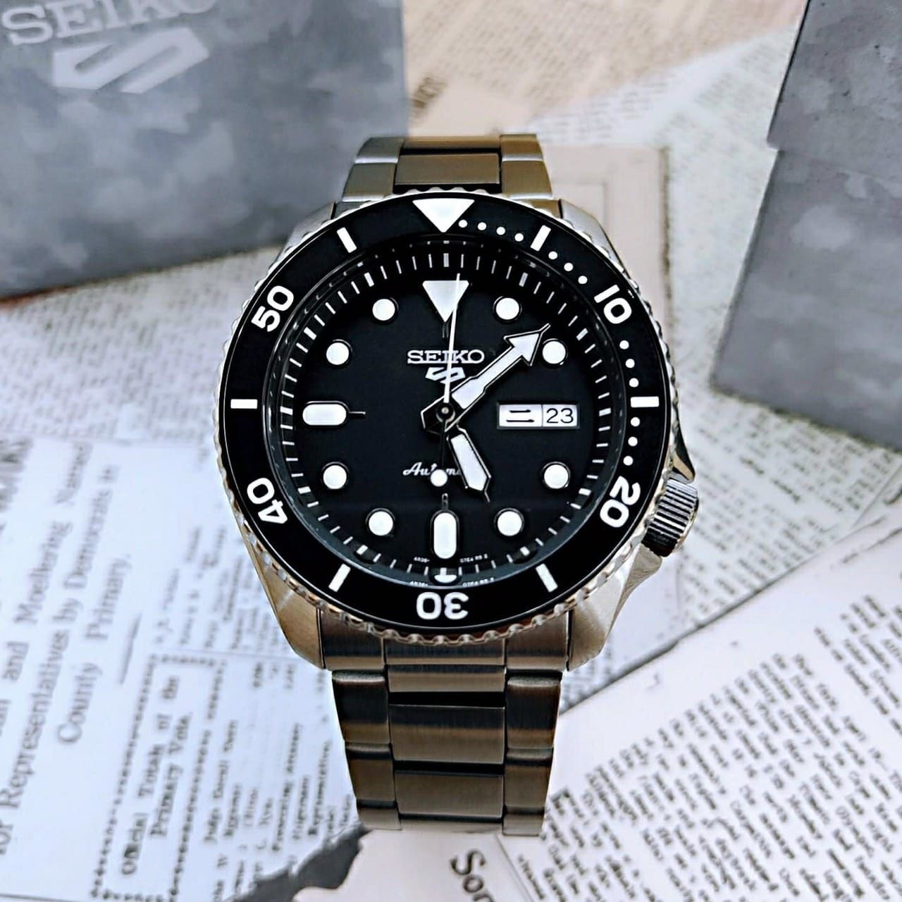 【SEIKO 精工】5 Sports系列潮黑機械錶4R36-07G0SD (42.5mm