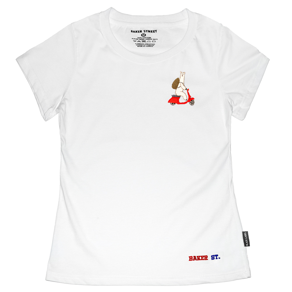 Scooter 羊駝騎機車 黑標系列 刺繡 女版短袖T恤